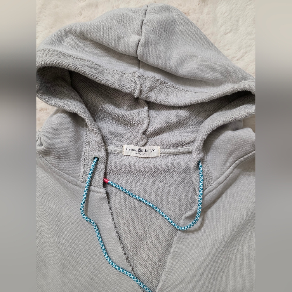 NATURAL LIFE Grey Oversized Long Sleeve Hoodie V Neck L/XL - Picture 10 of 11